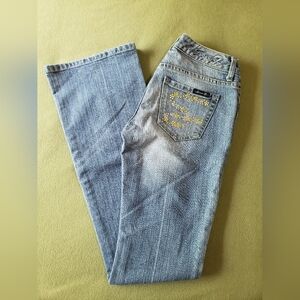 Seven7 Lightwash Rhinestone Embellished Bedazzled Bejeweled Flare Jeans